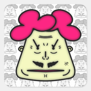 Herr Moustache cartoon face v1-1 Square Sticker