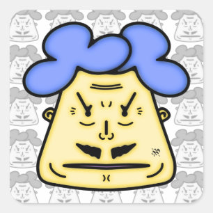 Herr Moustache cartoon face v2-1 Square Sticker