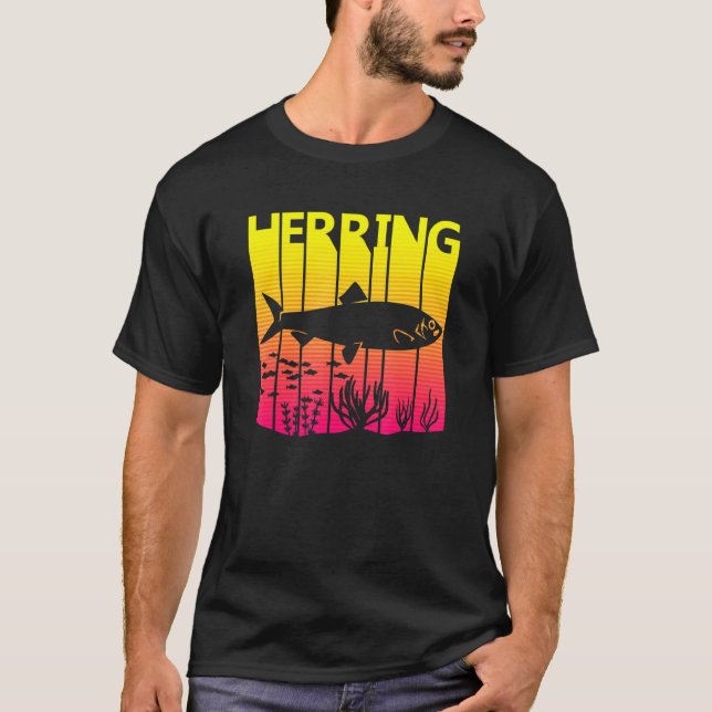 Herring Fish Retro T-Shirt (Front)