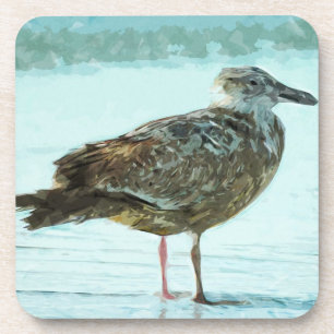 Herring Gull on the Beach Abstract Coaster