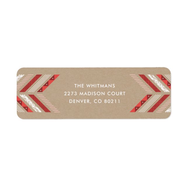 Herringbone Band Address Label - Crimson (Front)
