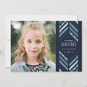 Herringbone Band Holiday Card - Denim