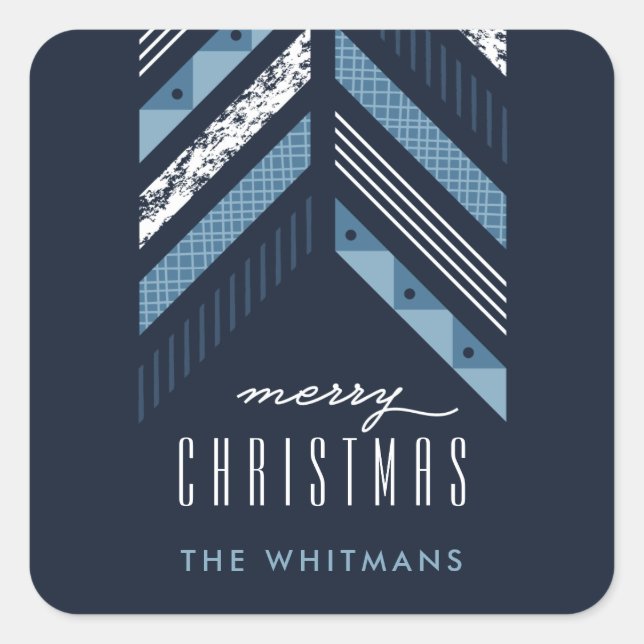 Herringbone Band Holiday Sticker - Denim (Front)