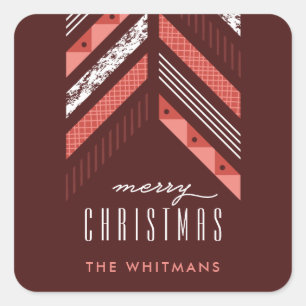 Herringbone Band Holiday Sticker - Maraschino