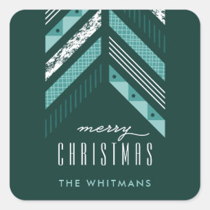 Herringbone Band Holiday Sticker - Teal