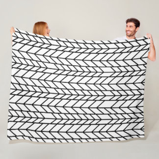 Herringbone Black on Any Custom Colour Fleece Blanket