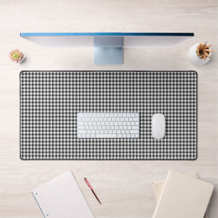 Herringbone Black White Classic Pattern Preppy Desk Mat