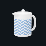 Herringbone Blue White Beach Colours Teapot<br><div class="desc">This pretty,  beach-house-inspired design has a lightly textured blue-and-white herringbone pattern. This modern,  elegant design will be perfect to match your coastal / ocean / nautical theme home decor. 

 This is part of a matching set. See the rest under the "Beach House Personalised" category of our store.</div>
