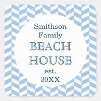 Herringbone Blue White Beach House Custom Sticker