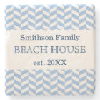 Herringbone Blue White Beach House Custom