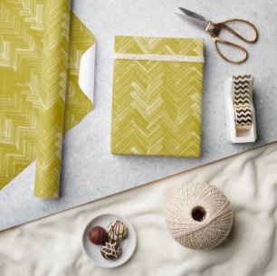 Herringbone Chevron Pattern Vintage Gold Wrapping Paper