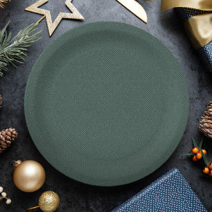 Herringbone effect simple green Christmas holiday Paper Plate