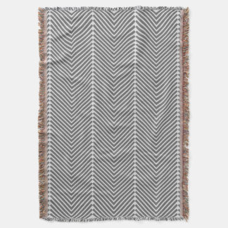Herringbone Grey and White Modern Pattern Throw Blanket