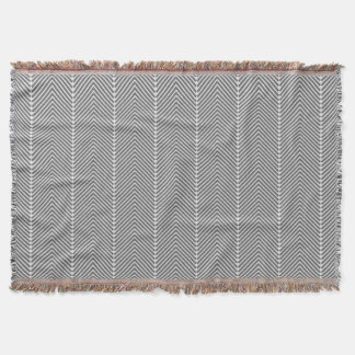 Herringbone Grey and White Modern Pattern Throw Blanket