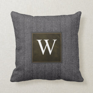Herringbone Grey Tweed Personalised Cushion