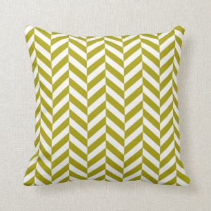 Herringbone Pattern Chartreuse Green Cushion