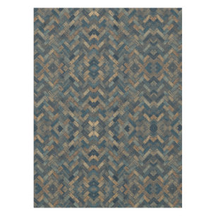 Herringbone Pattern in Blue Brown Grey Tablecloth
