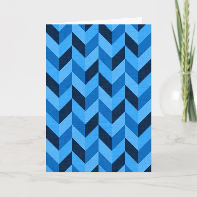 Herringbone pattern in blue card (Front)