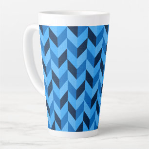 Herringbone pattern in blue latte mug