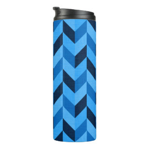 Herringbone pattern in blue thermal tumbler