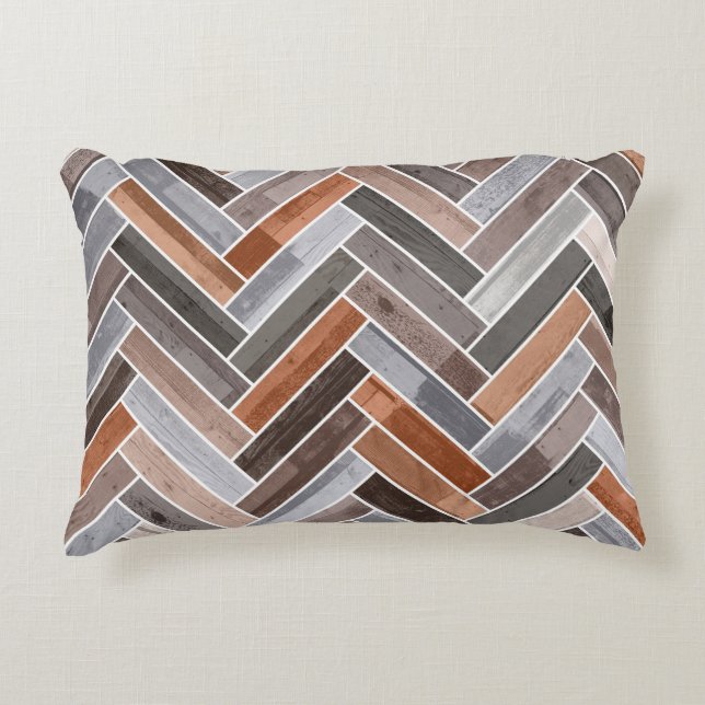 Herringbone Pattern in Earthen Rock Colours Decorative Cushion (Front)