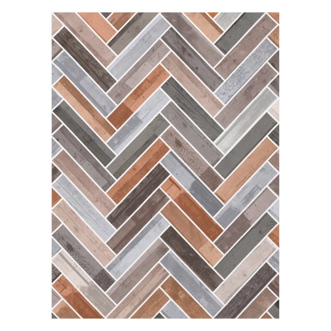 Herringbone Pattern in Earthen Rock Colours Tablecloth (Front)