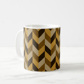 Herringbone pattern in golden & brown coffee mug