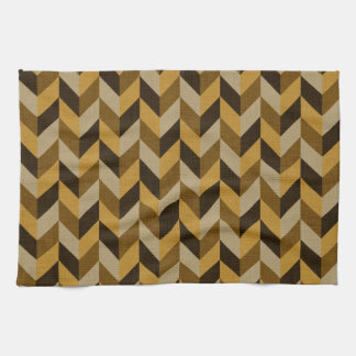 Herringbone pattern in golden & brown tea towel