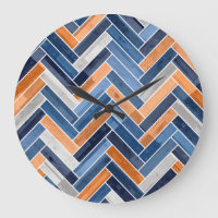 Herringbone Pattern in Navy Blue and Orange