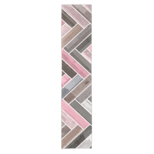 Herringbone Pattern in Pink Grey Short Table Runner