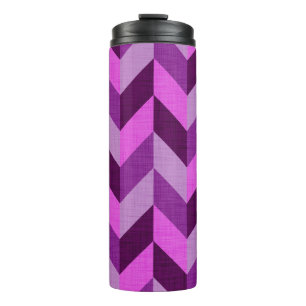 Herringbone pattern in purple thermal tumbler