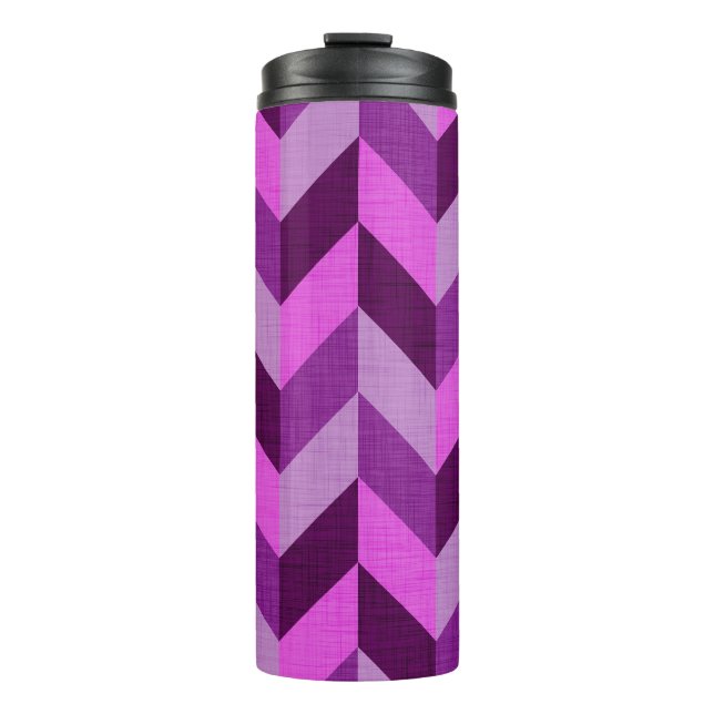 Herringbone pattern in purple thermal tumbler (Front)
