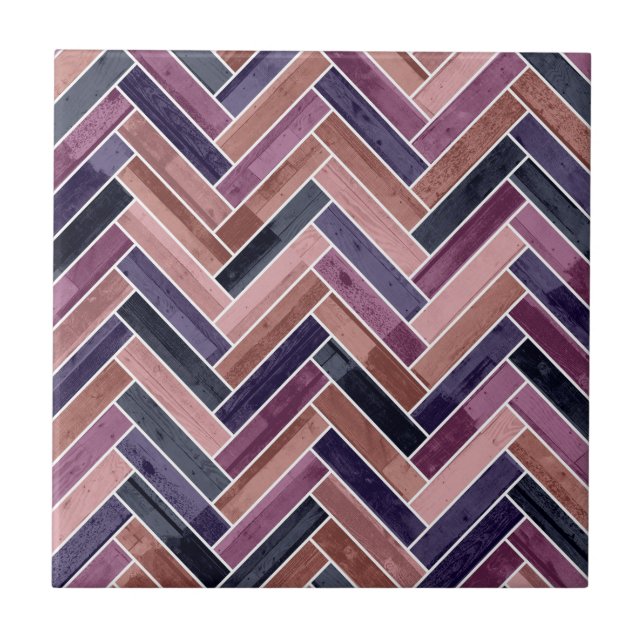 Herringbone Pattern Purple Tile (Front)