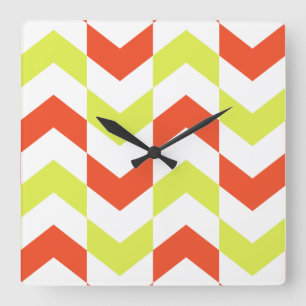 Herringbone Pattern Red & Green Clock