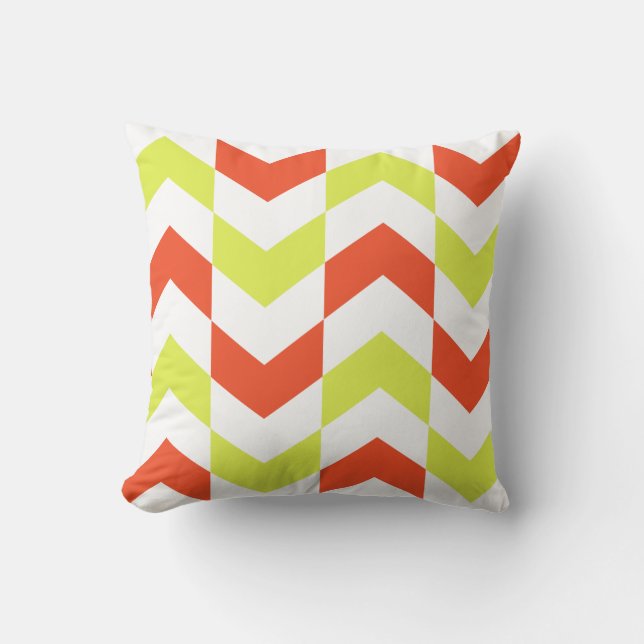Herringbone Pattern Red & Green Pillow (Front)
