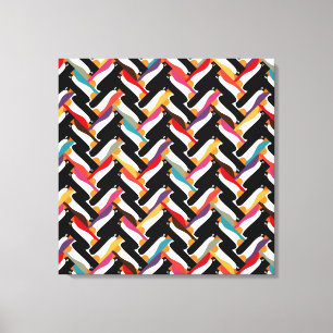 herringbone penguin canvas print