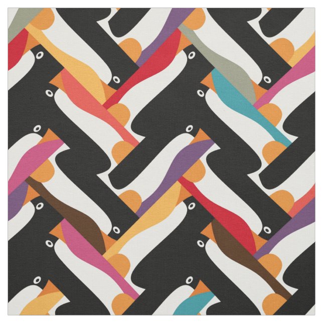 herringbone penguin fabric (Swatch)