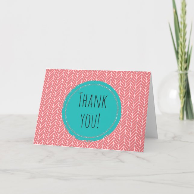 Herringbone Thank You Card Blank Inside (Front)