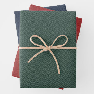 Herringbone tweed classic red green blue Christmas Wrapping Paper Sheet