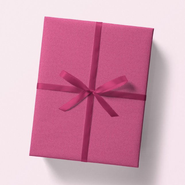 Herringbone tweed fun merry bright pink holiday wrapping paper (Creator Uploaded)