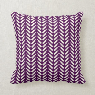Herringbone Wine Bottle Pattern Plum Cushion