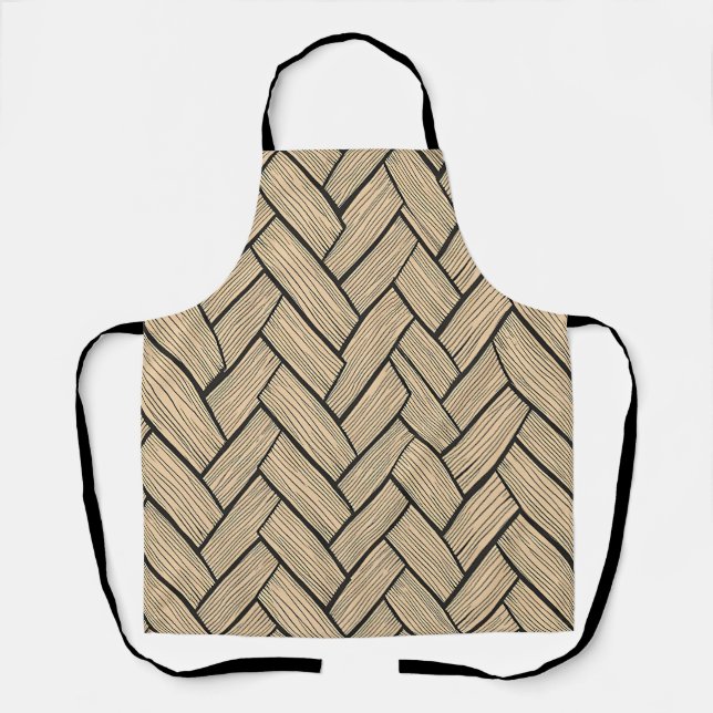 Herringbone Wood Parquet Pattern Apron (Front)