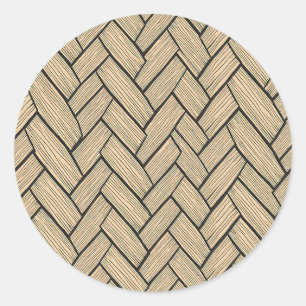 Herringbone Wood Parquet Pattern Classic Round Sticker
