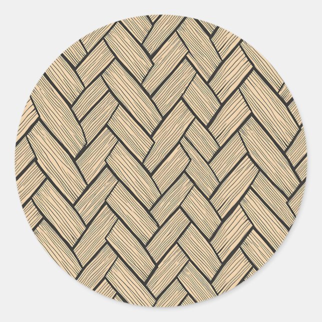 Herringbone Wood Parquet Pattern Classic Round Sticker (Front)