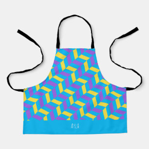 Herringbone Yellow Violet Minimal Pattern Apron