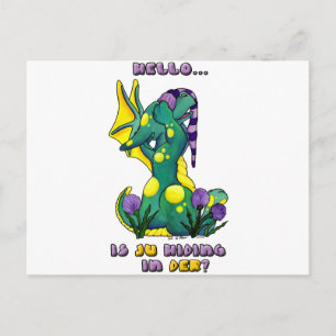 Herro is ju in der? cute baby dragon postcard