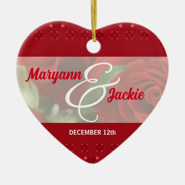 Hers and Hers 1st Anniversary Red Ornament (Front)