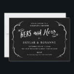 Hers and Hers Gay Couples Shower Invitation<br><div class="desc">Fun and sophisticated lesbian wedding shower invitation with two diamond rings and "hers and hers"; perfect for couple's showers and engagement parties (title of party is editable). Leave the gold background or choose your favourite background colour. Die Cut is optional. All the text is customisable except for that in "script"....</div>