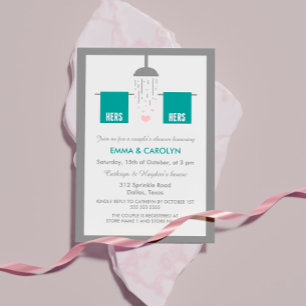 Hers and Hers   Lesbian Couple's Shower Invitation