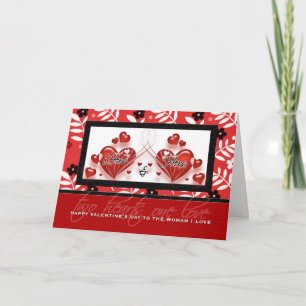 HERS and HERS Red Heart Gay Valentine Holiday Card